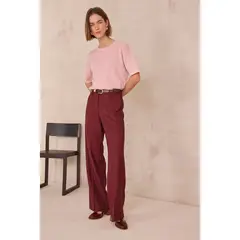 MAISON 123 - Pantalón Straight Tiro Alto Mujer