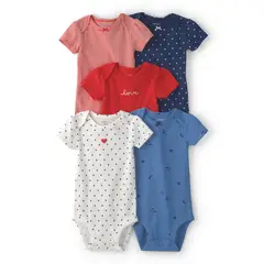 CARTERS - Body Bebé Niña Pack X5 Algodón