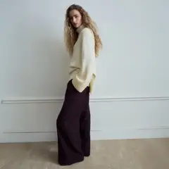 MANGO - Pantalón Wide Leg Tiro Medio Mujer