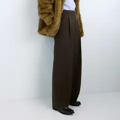 MANGO - Pantalón Wide Leg Tiro Medio Mujer