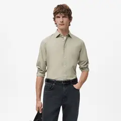 MANGO - Camisa 100% Algodón Regular fit Manga Larga Hombre