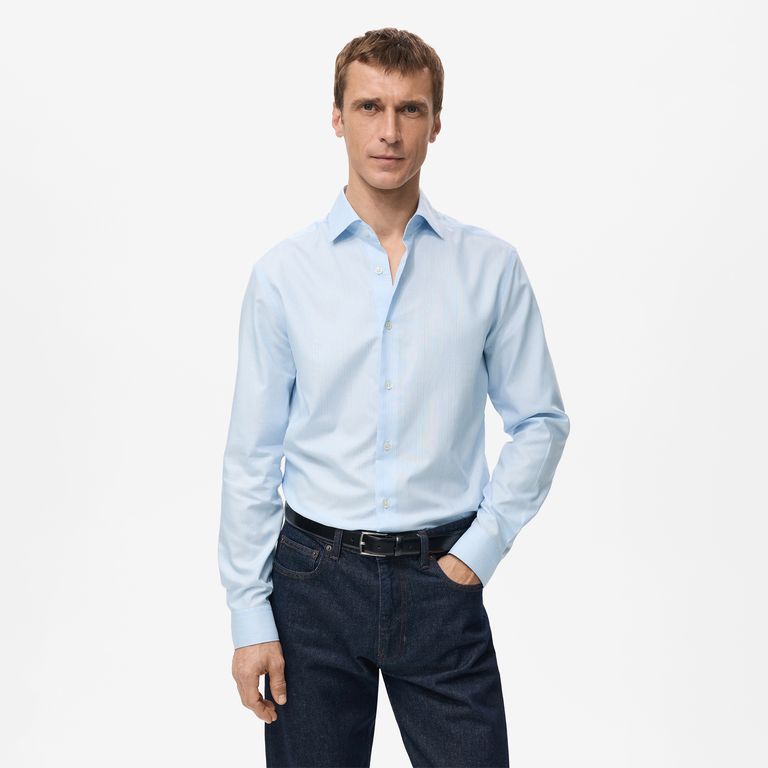Camisa 100% Algodón Slim fit Manga Larga Hombre