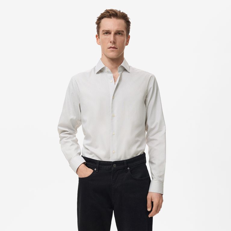 Camisa 100% Algodón Slim fit Manga Larga Hombre
