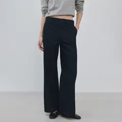 MANGO - Pantalón Wide Leg Tiro Alto Mujer