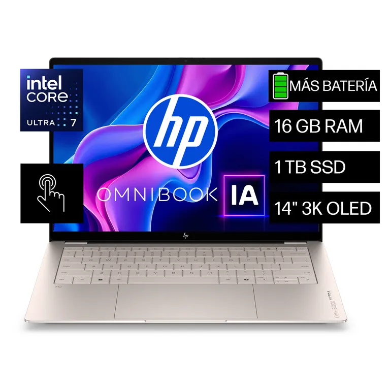Laptop OmniBook Ultra 14-kd0070la, Intel Core Ultra 7, 16 GB RAM, 1 TB SSD, 14" Táctil 3K, Windows 11 Home