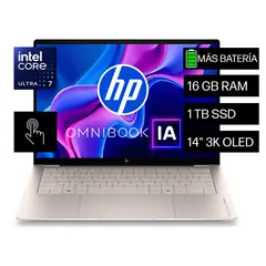 HP - Laptop OmniBook Ultra 14-kd0070la, Intel Core Ultra 7, 16 GB RAM, 1 TB SSD, 14" Táctil 3K, Windows 11 Home
