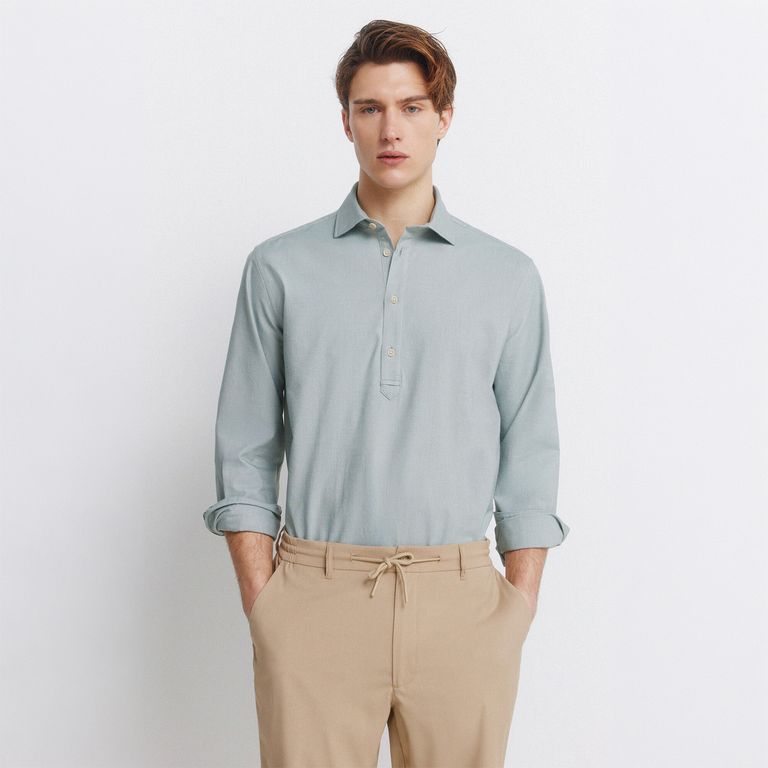 Camisa 100% Algodón Regular Fit Manga Larga Hombre