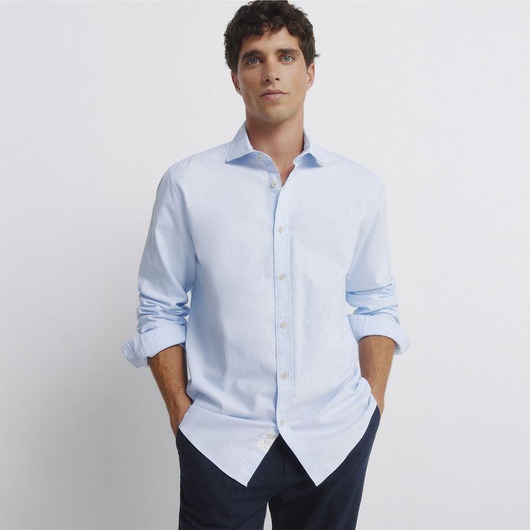 Camisa 100% Algodón Regular Fit Manga Larga Hombre