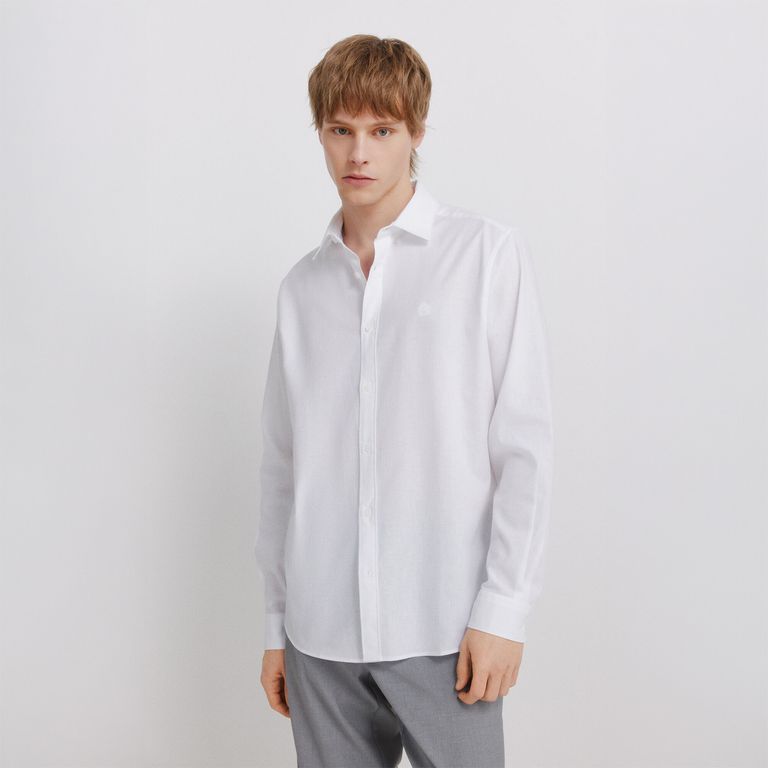 Camisa Algodón Regular Fit Manga Larga Hombre