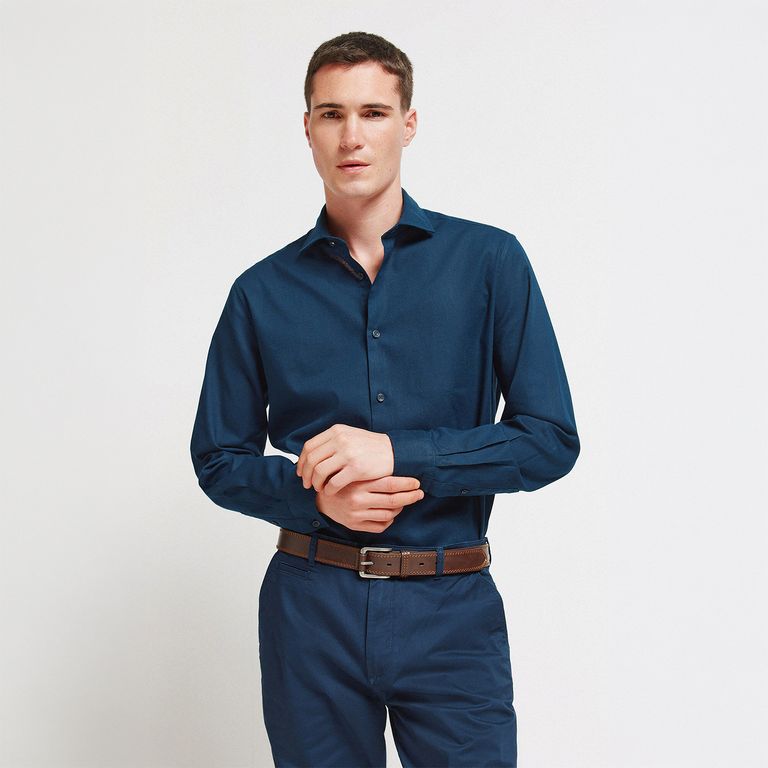 Camisa Algodón Regular Fit Manga Larga Hombre