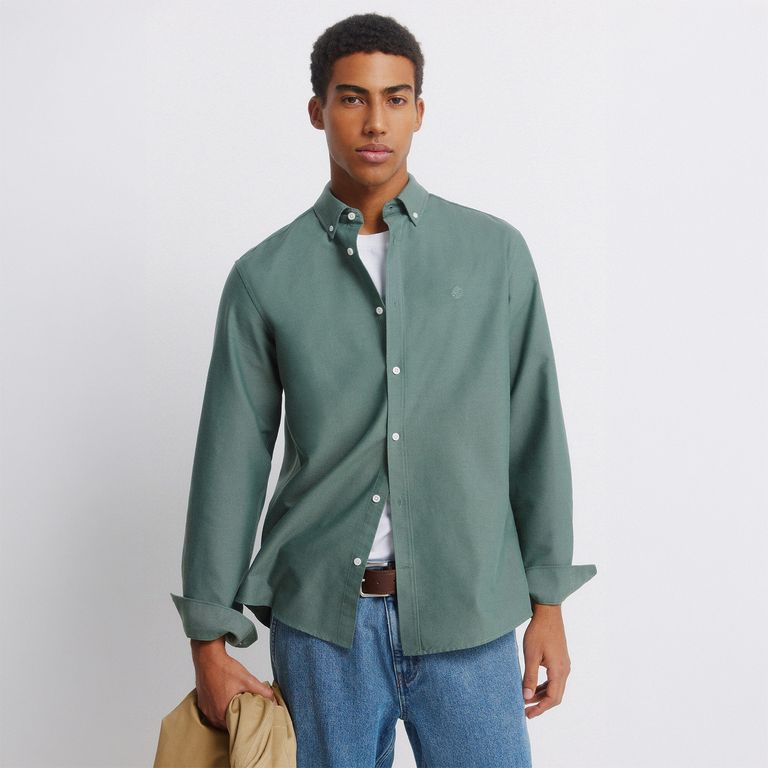 Camisa Algodón Regular Fit Manga Larga Hombre