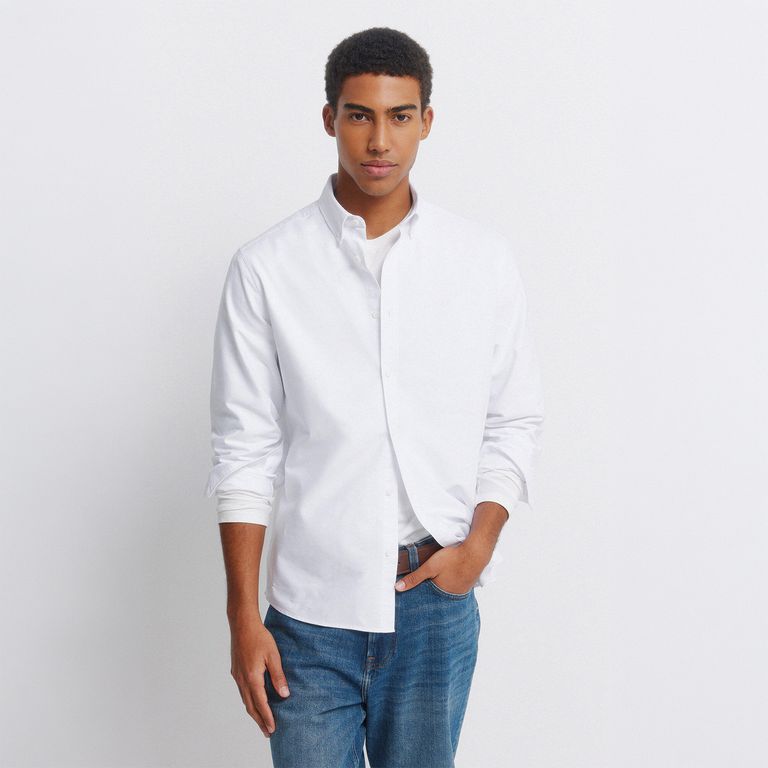 Camisa Algodón Regular Fit Manga Larga Hombre
