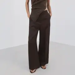 MANGO - Pantalón Straight Tiro Alto Mujer