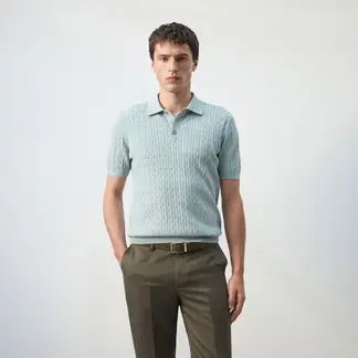 MANGO - Polo 100% Algodón Punto Trenzado Hombre