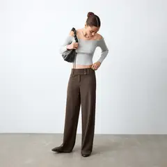 MANGO - Pantalón Straight Tiro Bajo Mujer