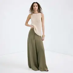 MANGO - Pantalón Wide Leg Tiro Alto Mujer