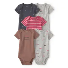 CARTERS - Body Bebé Niño Pack X5 Algodón