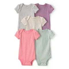CARTERS - Body Bebé Niña Pack X5 Algodón
