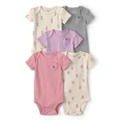 CARTERS - Body Bebé Niña Pack X5 Algodón