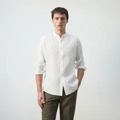 MANGO - Camisa Regular Fit Cuello Mao Hombre
