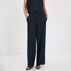 MANGO - Pantalón Wide Leg Tiro Medio Mujer