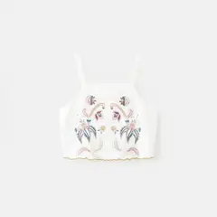 MANGO KIDS - Blusa Niña Crop Bordado Algodón