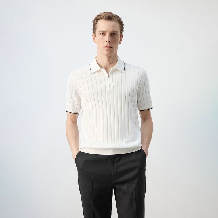 Polo Slim Fit 100% Algodón Punto Fino Hombre