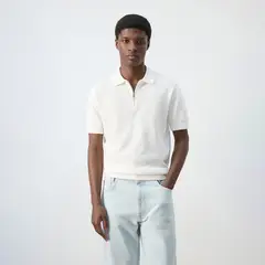 MANGO - Polo Half Zip 100% Algodón Hombre
