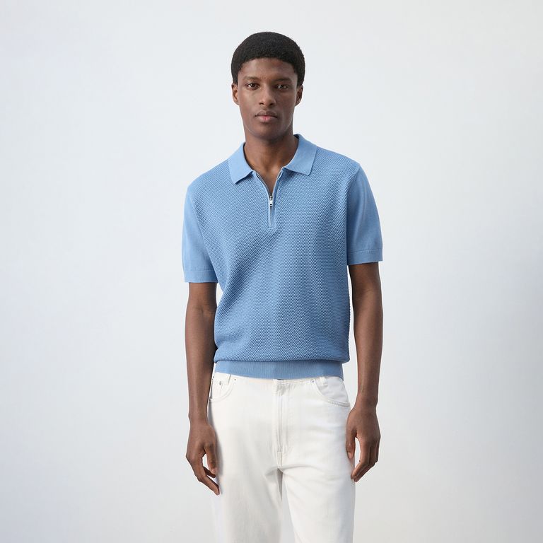 Polo Half Zip 100% Algodón Hombre