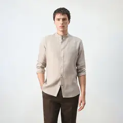 MANGO - Camisa Regular Fit Cuello Mao Hombre