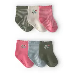 CARTERS - Media Bebé Niña Pack X6 Algodón