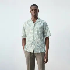 MANGO - Camisa Estampada 100% Algodón Hombre