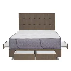 FORLI - Cama Capella 2 Plz Con 4 Cajones + 2 Almohadas + Protector + Cabecera