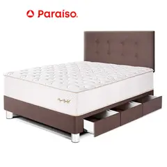 PARAISO - Dormitorio con Cajones Royal Elizabeth 1.5 Plazas Chocolate + 1 Almohada Viscoelástica