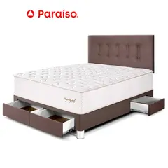 PARAISO - Dormitorio con Cajones Royal Elizabeth 2 Plazas Chocolate + 2 Almohadas Viscoelásticas