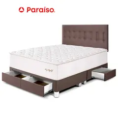 PARAISO - Dormitorio Royal Elizabeth Con Cajones King Chocolate + 2 Almohadas Viscoelásticas + Protector