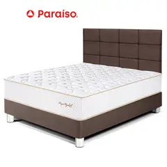 PARAISO - Dormitorio Royal Elizabeth Cabecera Blocks 2 Plazas Chocolate + 2 Almohadas Viscoelásticas + Protector