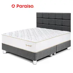 PARAISO - Dormitorio Royal Elizabeth Blocks Queen Gris + 2 Almohadas Viscoelásticas