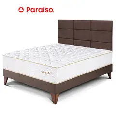 PARAISO - Dormitorio Europeo Royal Elizabeth Blocks 1.5 Plazas Chocolate + 1 Almohada Viscoelástica