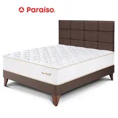 PARAISO - Dormitorio Europeo Royal Elizabeth Blocks 2 Plazas Chocolate + 2 Almohadas Viscoelásticas