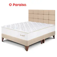 PARAISO - Dormitorio Europeo Royal Elizabeth Blocks Queen Champagne + 2 Almohadas Viscoelásticas