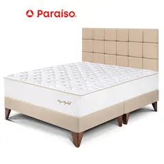 PARAISO - Dormitorio Europeo Royal Elizabeth Blocks King Champagne + 2 Almohadas Viscoelásticas