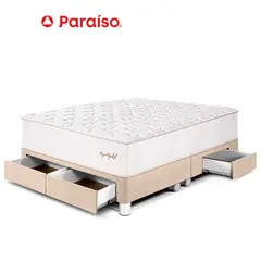 PARAISO - Cama con Cajones Royal Elizabeth King Champagne + 2 Almohadas Viscoelásticas
