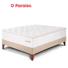 PARAISO - Cama Europea Royal Elizabeth 2 Plazas Champagne + 2 Almohadas Viscoelásticas