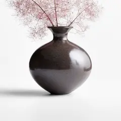 CRATE & BARREL - Jarrón Rochester De Cerámica Marrón 20cm
