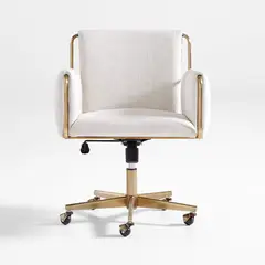 CRATE & BARREL - Silla de Escritorio Caterina Tapizada con Estructura de Latón Dorado