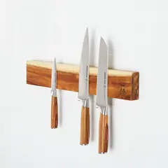 CRATE & BARREL - Barra de Pared Magnética de Madera Acacia para Cuchillos Schmidt Brothers