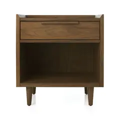 CRATE & BARREL - Mesa de Noche Tate Nogal 1 Cajón