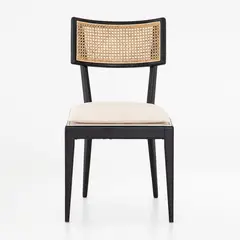 CRATE & BARREL - Silla de Comedor de Terraza Libby de Madera Negra con Cojín
