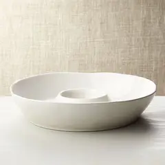 CRATE & BARREL - Recipiente para Chips y Salsa Marin Blanco